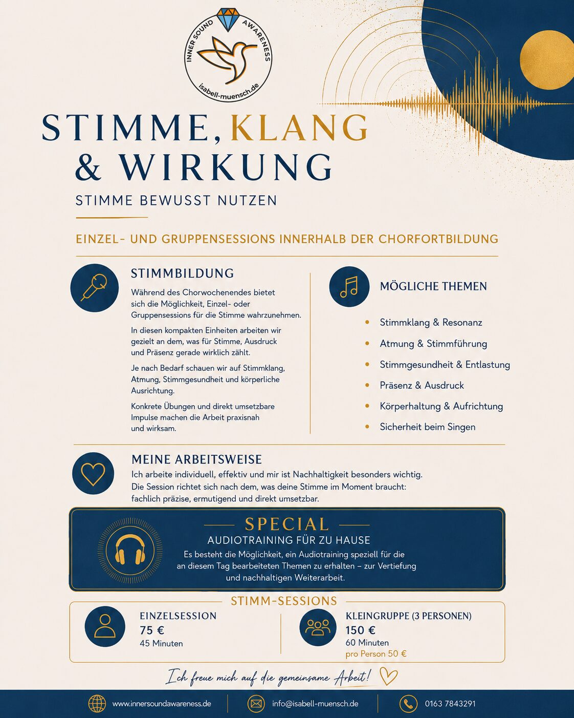 Stimme, Klang & Wirkung- Schloß Hirschberg, Chorfortbildung